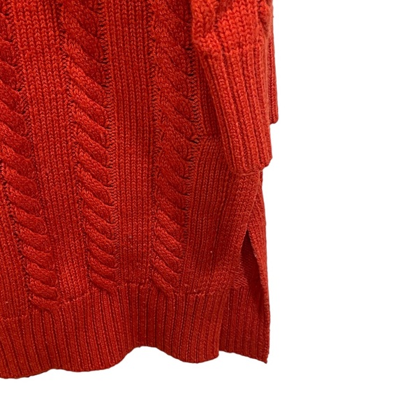 J Jill Sweater Red Orange  Cable Knit Wool Blend Size M - Picture 7 of 11